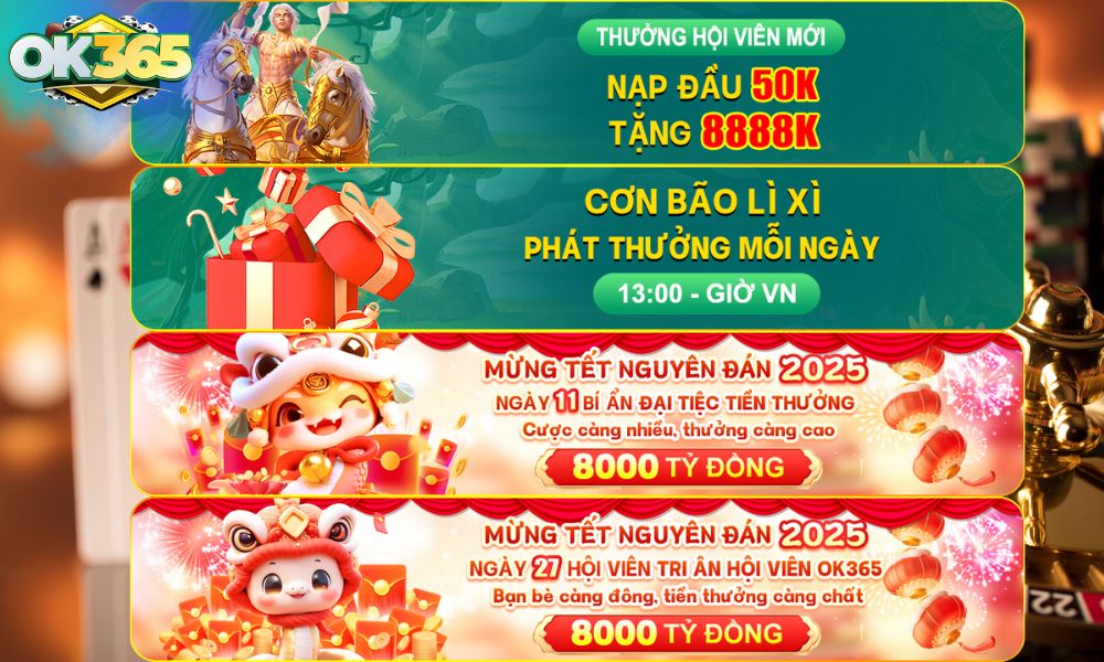 Khuyến mãi ngập tràn tại nhà cái OK365